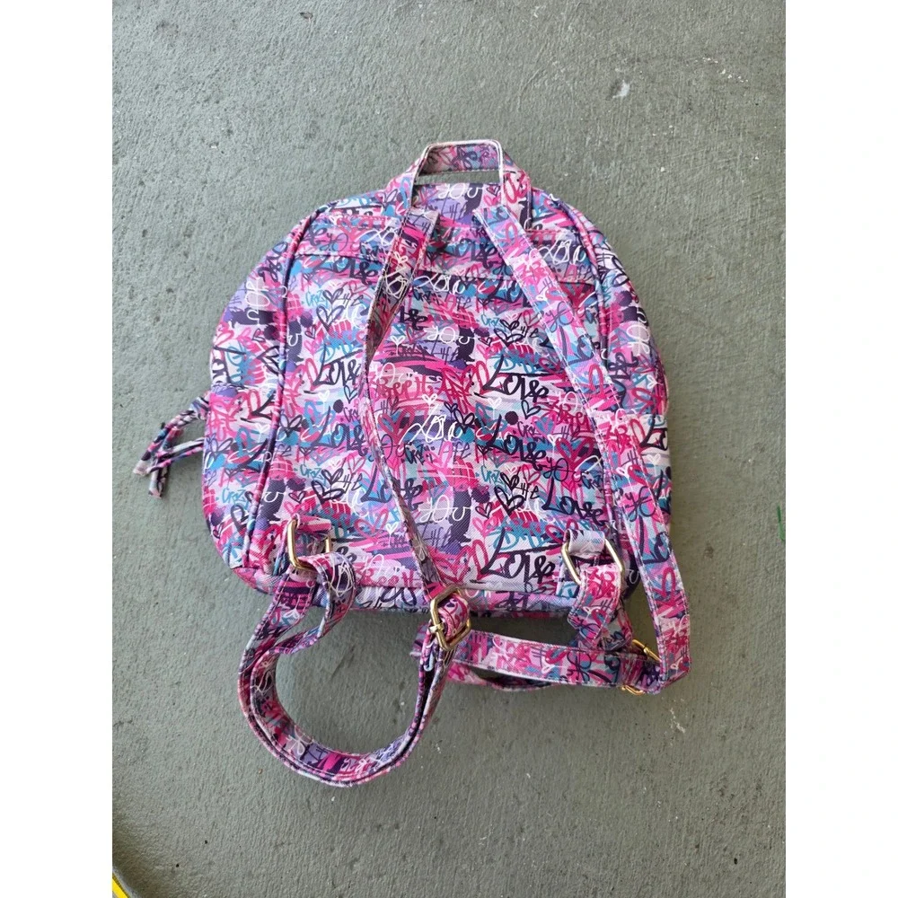 Under One Sky Graffiti Love Mini Backpack Pink Purple Street Art Heart Bag‎ D1